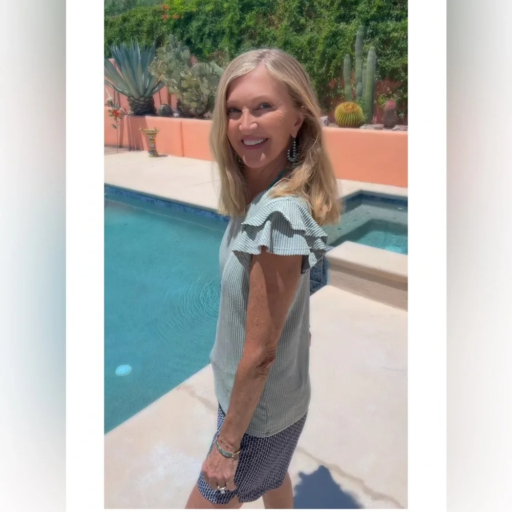 NWT Striped Green Top-S - Picture 13 of 17